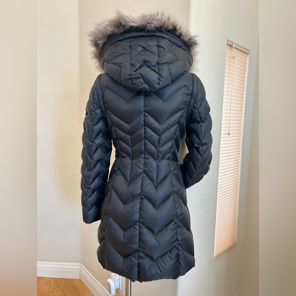 Dawn Levy Naomi Down & Fur Trim Black Coat Vest X Small Parka Quilted Jacket - Picture 4 of 5